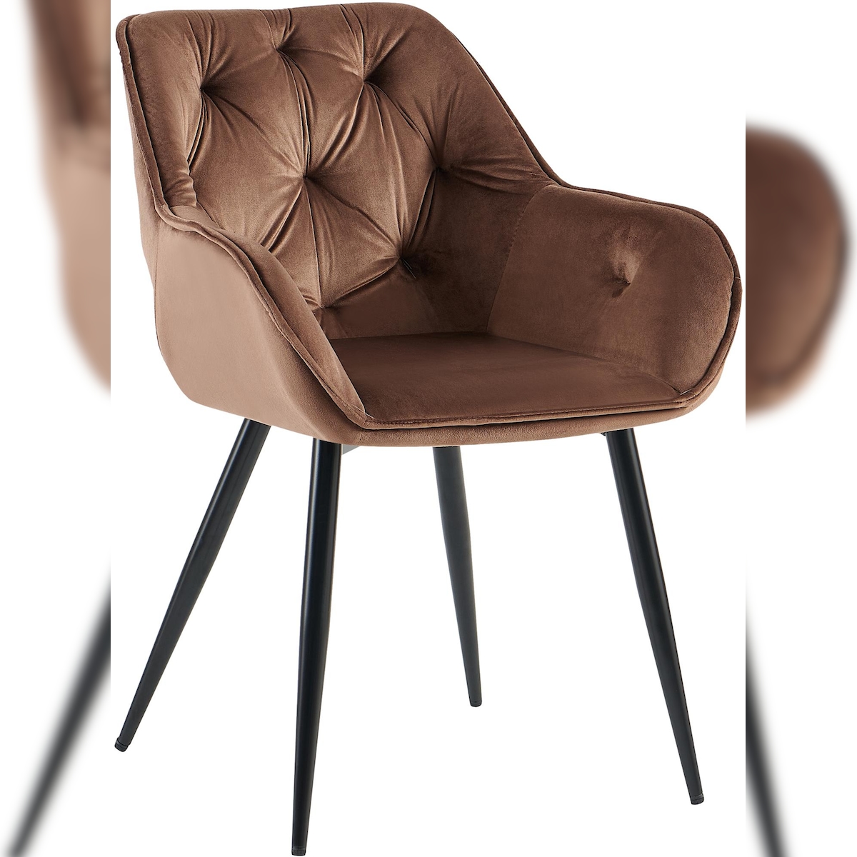 DELUKE Besucherstuhl MADRID - Samt Braun 56x58x81 cm | Besucherstühle Konferenzstuhl Wartezimmerstuhl Bürostühle Bürostuhl Konferenzraum Wartezimmer Image