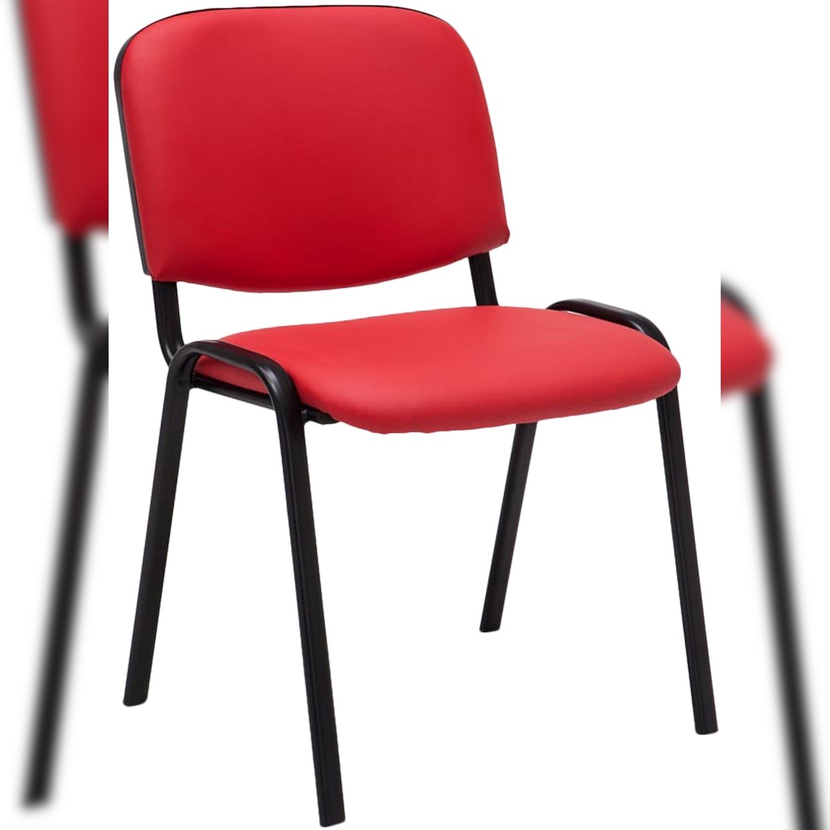 DELUKE Besucherstuhl ZAGREB - Kunstleder Rot 53x53x83 cm | Besucherstühle Konferenzstuhl Wartezimmerstuhl Bürostühle Bürostuhl Konferenzraum Wartezimmer Image