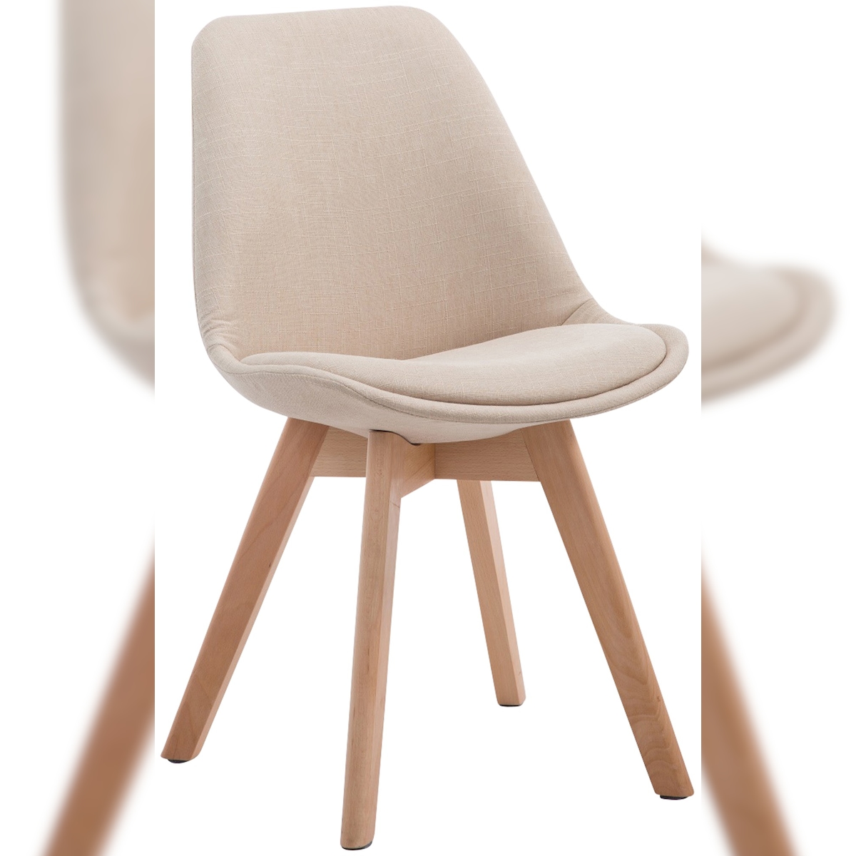 DELUKE Besucherstuhl LAGOS - Stoff Creme 48x55x84 cm Hellbraun | Besucherstühle Konferenzstuhl Wartezimmerstuhl Bürostühle Bürostuhl Konferenzraum Image