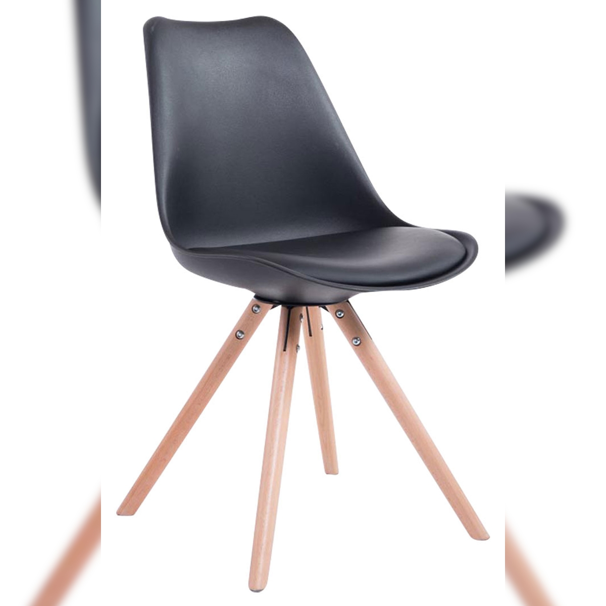 DELUKE Besucherstuhl TAIPEI - Kunstleder Schwarz 48x56x83 cm | Besucherstühle Konferenzstuhl Wartezimmerstuhl Bürostühle Bürostuhl Konferenzraum Wartezimmer Image