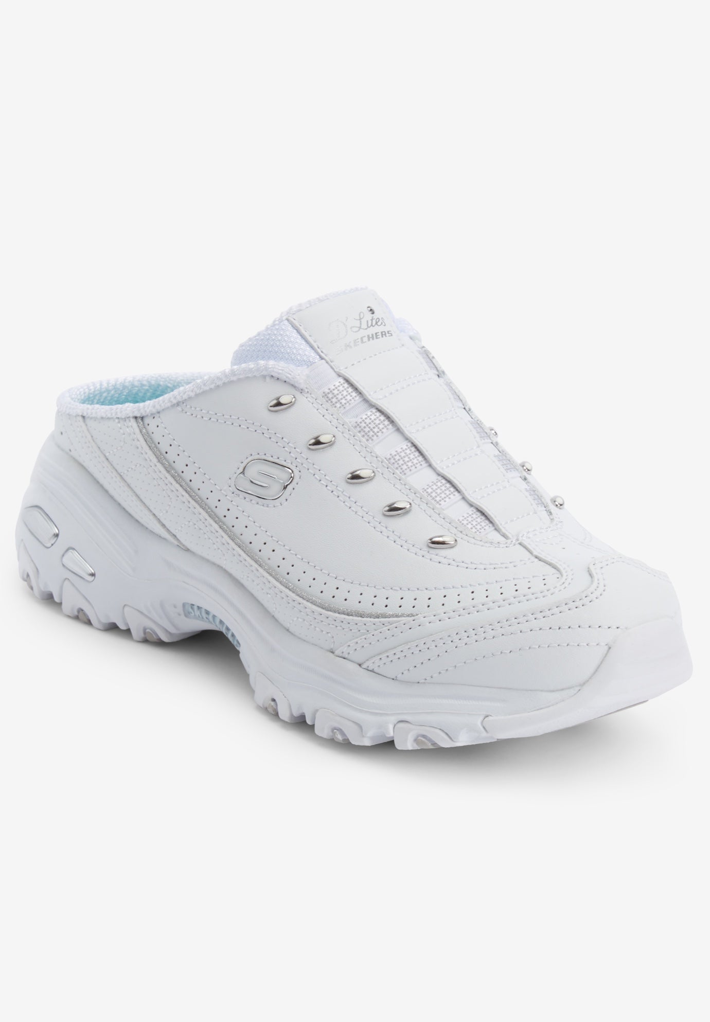 Wide Width Women's The D'Lites Bright Sky Slip-On by Skechers in White Wide (Size 9 1/2 W)