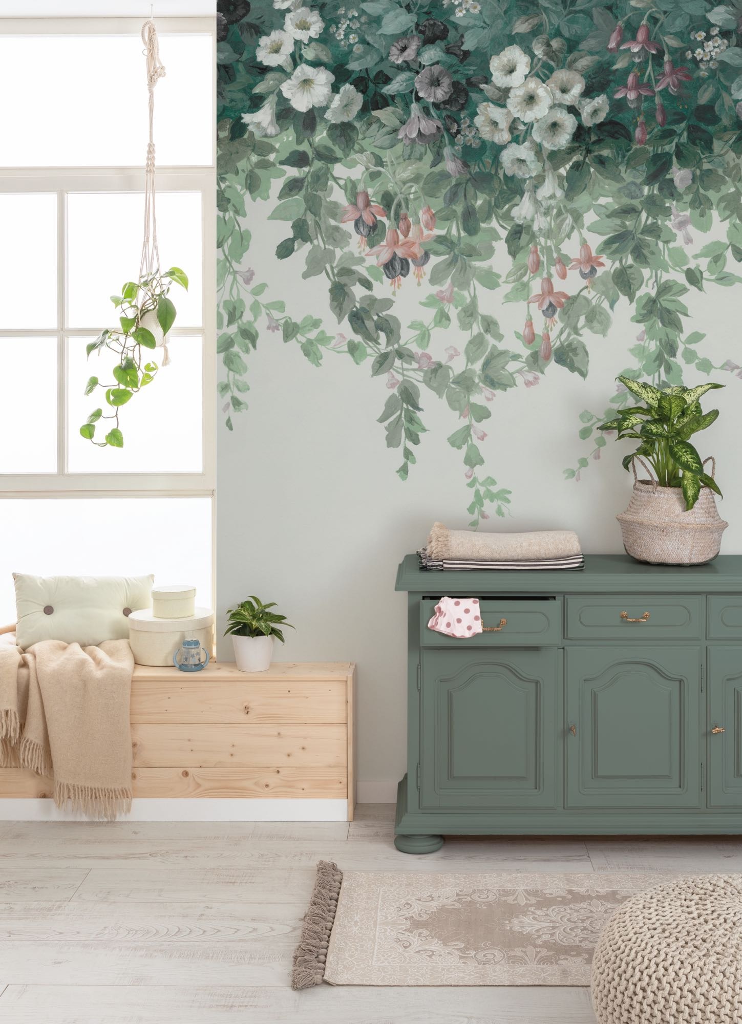 Fototapete KOMAR "Vlies Fototapete - Guirlandes - Größe 350 x 250 cm", grün, B:350m H:250m, Vlies, Tapeten