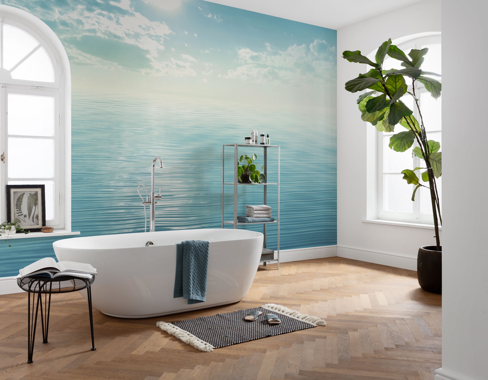 Fototapete KOMAR "Vlies Fototapete - La Mer Bleue - Größe 400 x 250 cm", blau, B:400m H:250m, Vlies, Tapeten