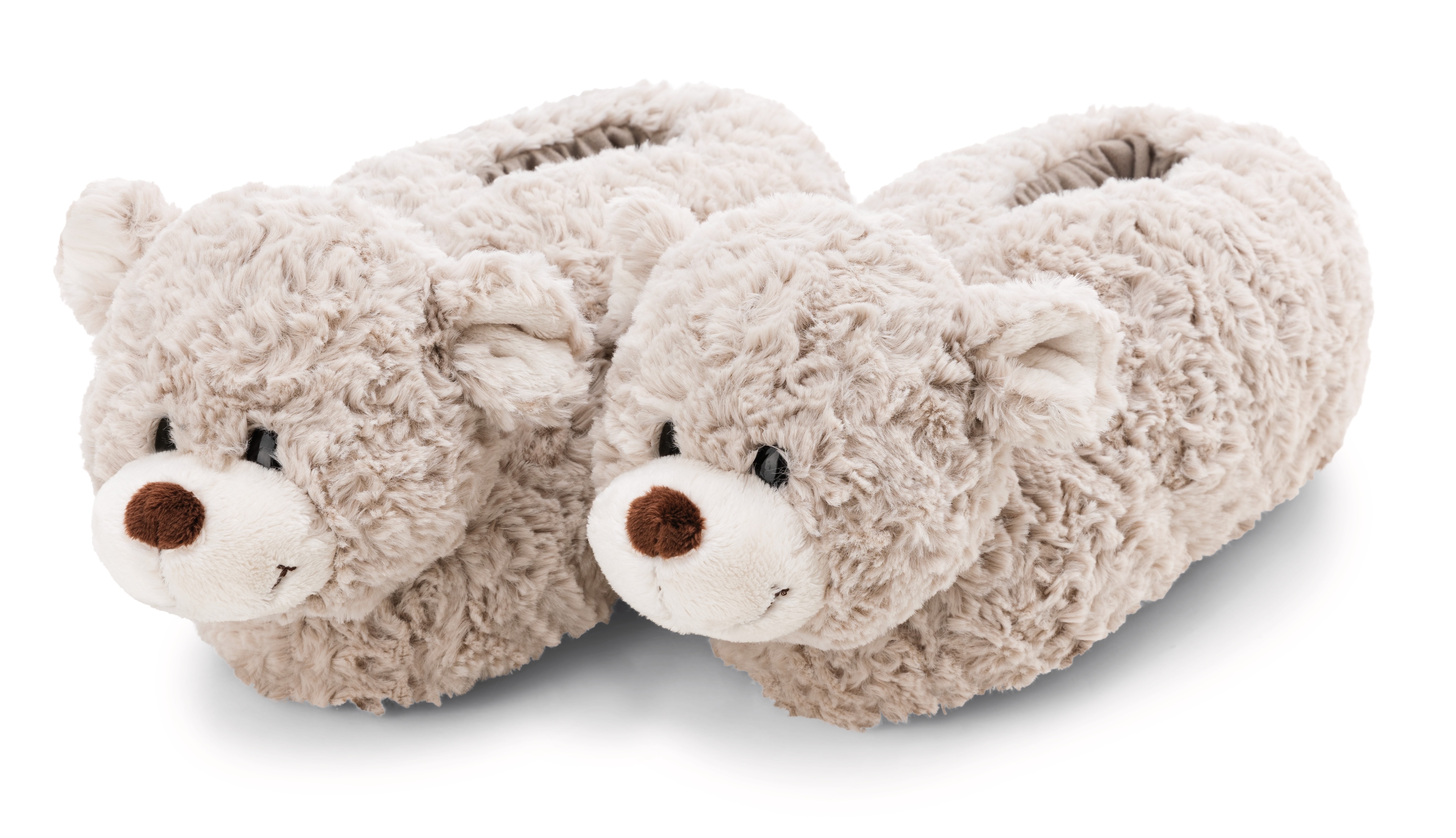 Plüsch Hausschuhe NICI "Nici Green Bär Finni", Damen, Gr. 36/39 (37), beige (beige bär), Polyester, Schuhe, Hausschuh mit Motiv