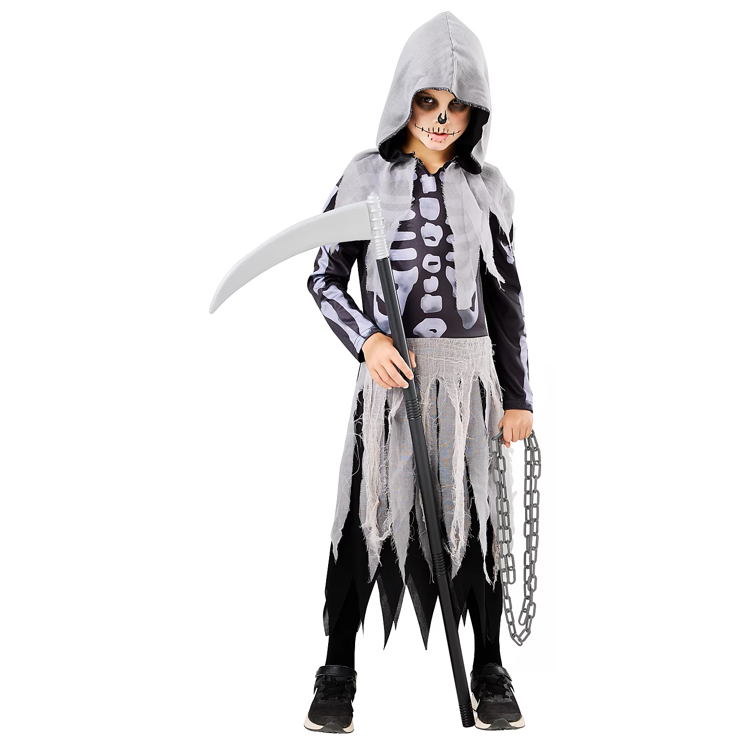 Kinder-Kostüm Skelett, schwarz/grau Image