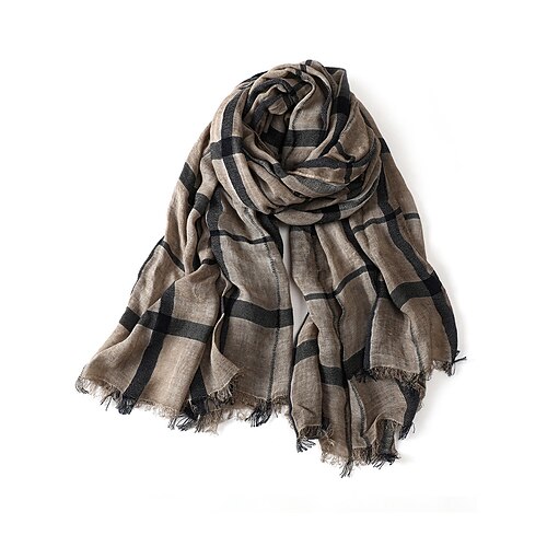 Herren-Schal aus kariertem Baumwoll-Leinen-Gewebe – in verschiedenen Farben erhältlich, leicht und atmungsaktiv – perfekt für den lässigen Alltag. Image