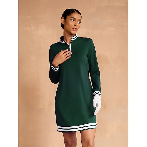 Damen Golfkleid Dunkelgrün Langarm Kleid Damen-Golfkleidung, Kleidung, Outfits, Kleidung Image
