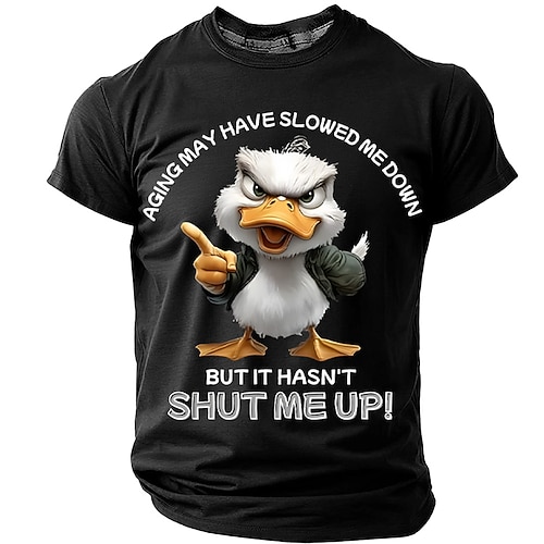 Das Alter mag mich etwas ausgebremst haben, aber nicht zum Schweigen gebracht. Lustiges T-Shirt mit wütender Ente, roter Grafik, sarkastisches Abschiedsgeschenk, Kleidung, Größen S, M, L, XL, XXL, Image