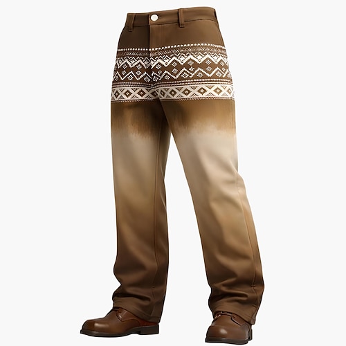Herren Karo / Karomuster Farbverlauf Ethnisch Hose Anzughose Mittlere Taille Vintage-Retro Outdoor Alltagskleidung Relaxed Fit Anzughose mit flacher Vorderseite und Seitentaschen Frühling Herbst Image