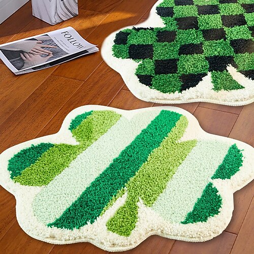 Fußmatte zum St. Patrick's Day, Kleeblatt-Küchenmatte, dekorative Fußmatte für den Eingangsbereich – festliche Dekoration für Ihr Zuhause Image