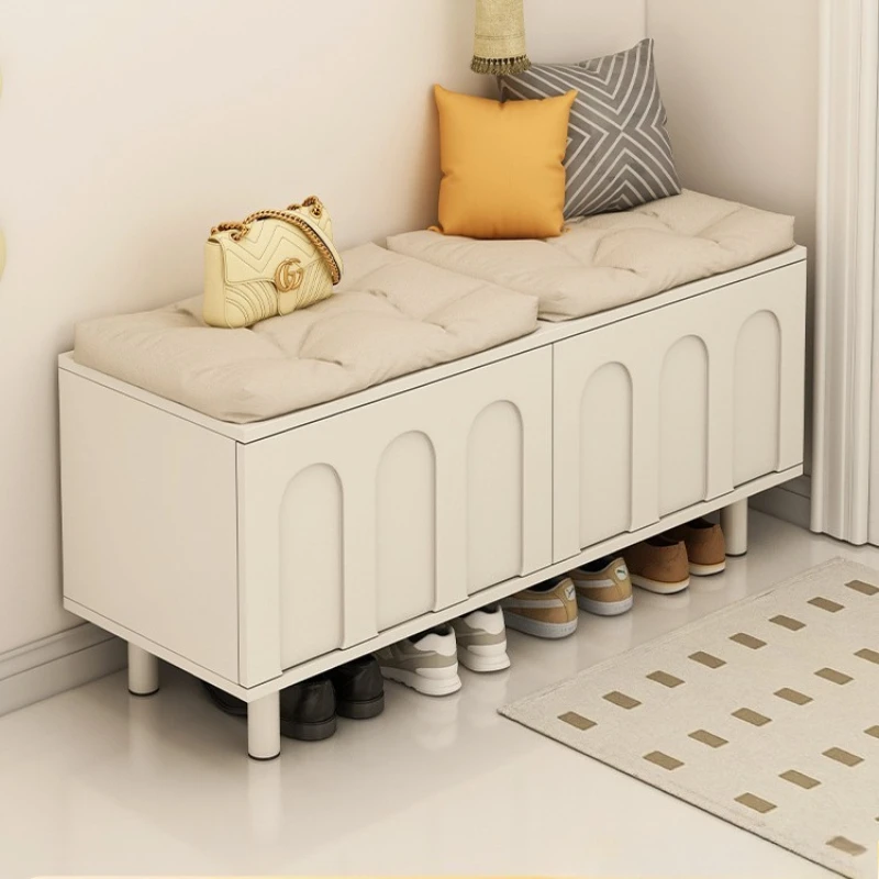 Schuhschränke, Hocker, cremefarben, für den Eingangsbereich, Schuhaufbewahrungsbank, gepolsterter Sitz, versteckter Schrank, kleiner Raum, moderne Flurmöbel