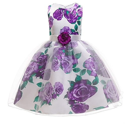 Mädchen-Partykleid, festlich, Prinzessinnenkleid, Patchwork, Mesh, Blumenmuster, ärmellos, Rundhalsausschnitt, hellblau, himmelblau, ab 4 Jahren Image