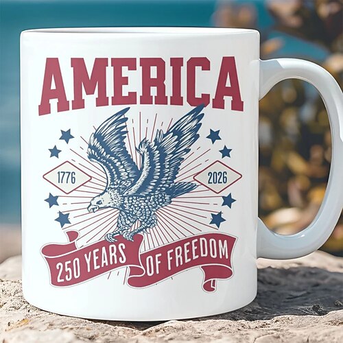 Tasse zum 250. Jahrestag der Vereinigten Staaten – patriotisches Geschenk – Keramik-Kaffeebecher zum 550. Jahrestag – 17762026 – Amerika 250 – Unabhängigkeitstag – 4. Juli – Geschenk für Männer und Image