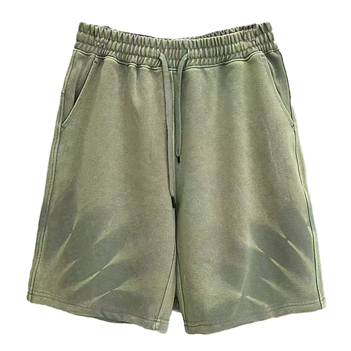 Herren Shorts Freizeitshorts Acid Wash Shorts Kordelzug Elastischer Bund Gewaschen Einheitliche Farbe Komfort Atmungsaktiv Knielang Lässig Täglich Outdoor Mode Streetwear Schwarz Marineblau Image