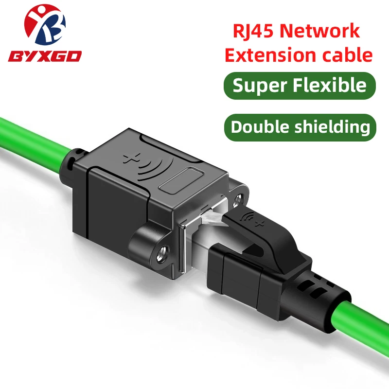Industrielles Cat6a-Ethernet-Kabel, 8-adriges, abgeschirmtes, flexibles RJ45-Netzwerk-Verlängerungskabel, RJ45-Stecker auf Buchse, Netzwerk-Patchkabel Image