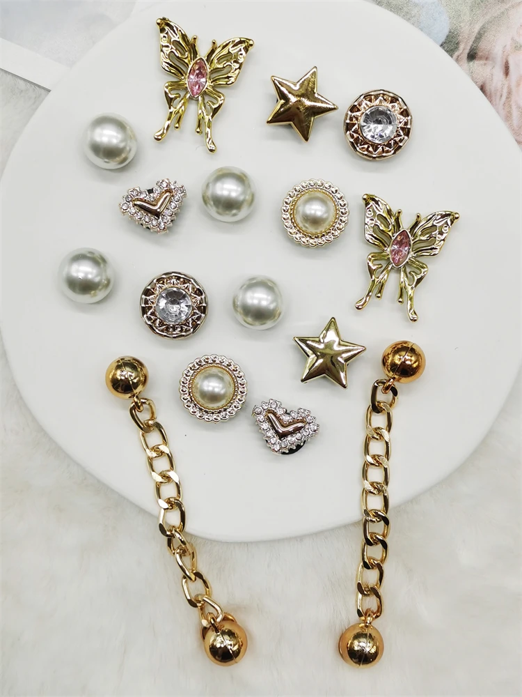 16PCS Harz Schmetterling Stern Schuh Charms DIY Ketten Dekorationen Herz Schuhe Schnallen Zubehör Faux Perlen Clog Schuh Clips