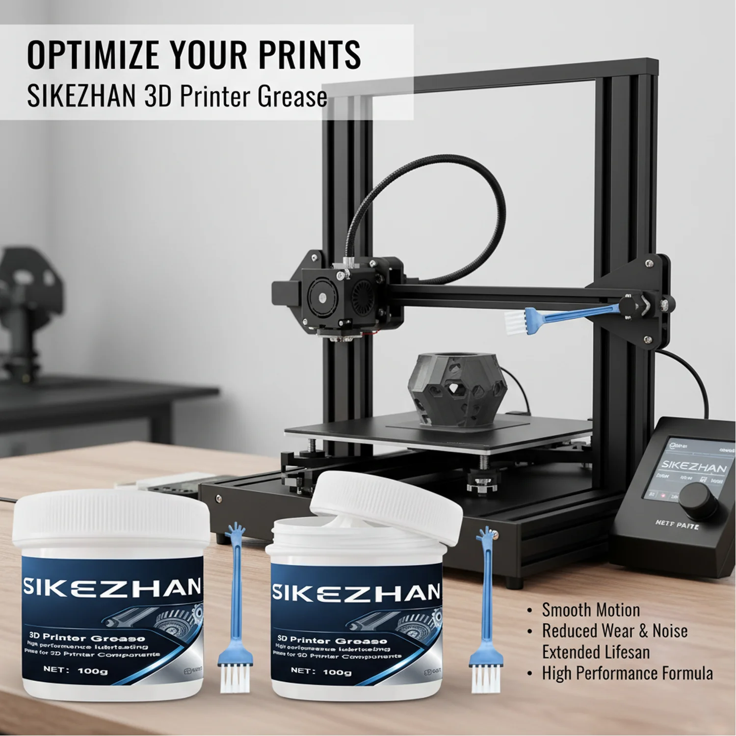 Premium-PTFE-3D-Druckerfett für Z-Achsen-Schrauben und -Schienen – Geräuschreduzierungsschmiermittel für Ender 3, Bambu Lab, Prusa, Voron-400 g