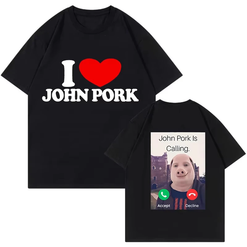 Funny Men Women Pig Tees John Pork Is Calling Answer Call Phone Shirt Tshirt Fashion Harajuku Kawaii T-shirt Women Y2K Clothing