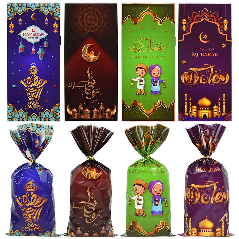 50 stücke Eid Mubarak Süßigkeiten Geschenk Tasche Ramadan Kareem Decor 2024 Eid Geschenk Cookie Verpackung Kunststoff Tasche Für Islamischen Muslimischen party Versorgung Image