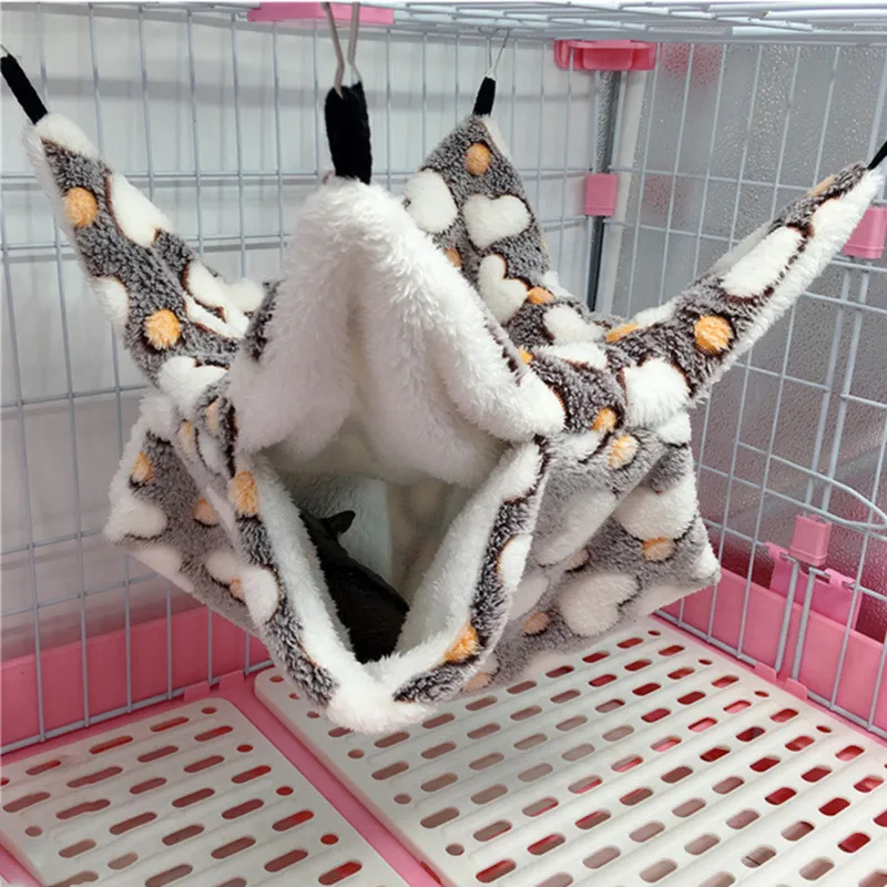 Kleine Haustier-Hängematte, doppellagig, Plüsch, weich, für den Winter, warm, zum Aufhängen, Nest für kleine Haustiere, Hamster, Eichhörnchen, Chinchilla-Haus, Schlafbett Image