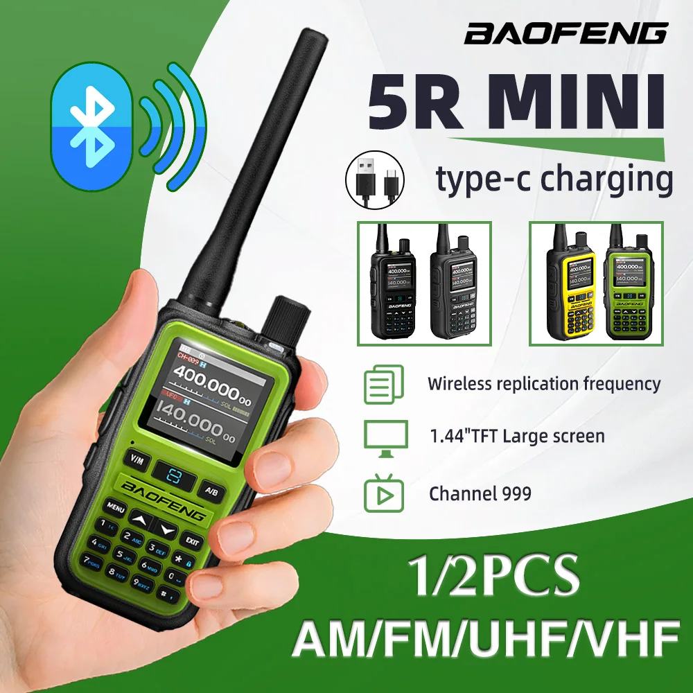 1 Stück Baofeng Walkie-Talkie UV-5R Mini Amateurfunkgerät Multiband Bluetooth-Programmierung Frequenz Dual PTT AM/FM Camping Tragbar Image