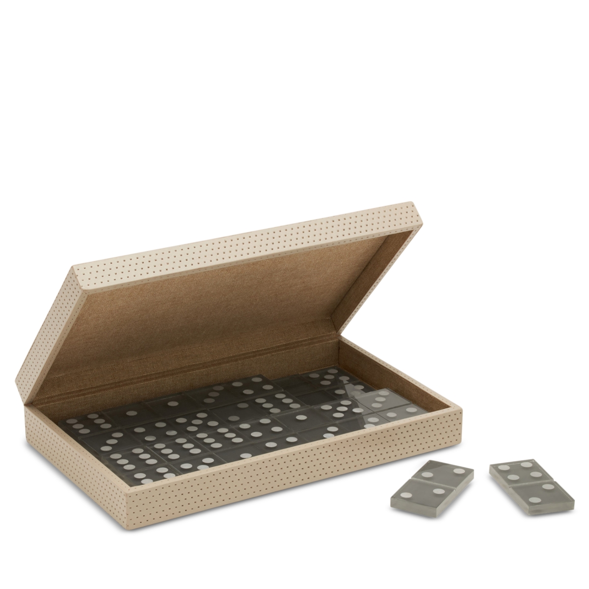 Pigeon & Poodle Dayton Leather Domino Box Set, Oversized - Light Gray
