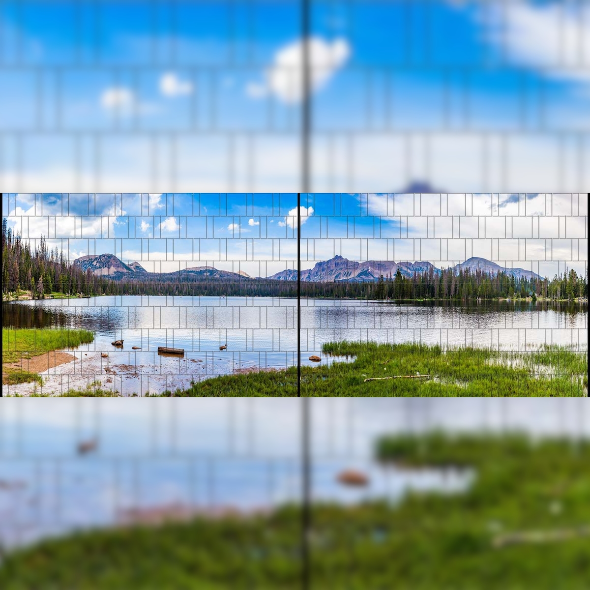 zaun|zu® Zaunblende Bergsee XL - Bedruckter Panorama Sichtschutz 5,0m x 1,8m Image