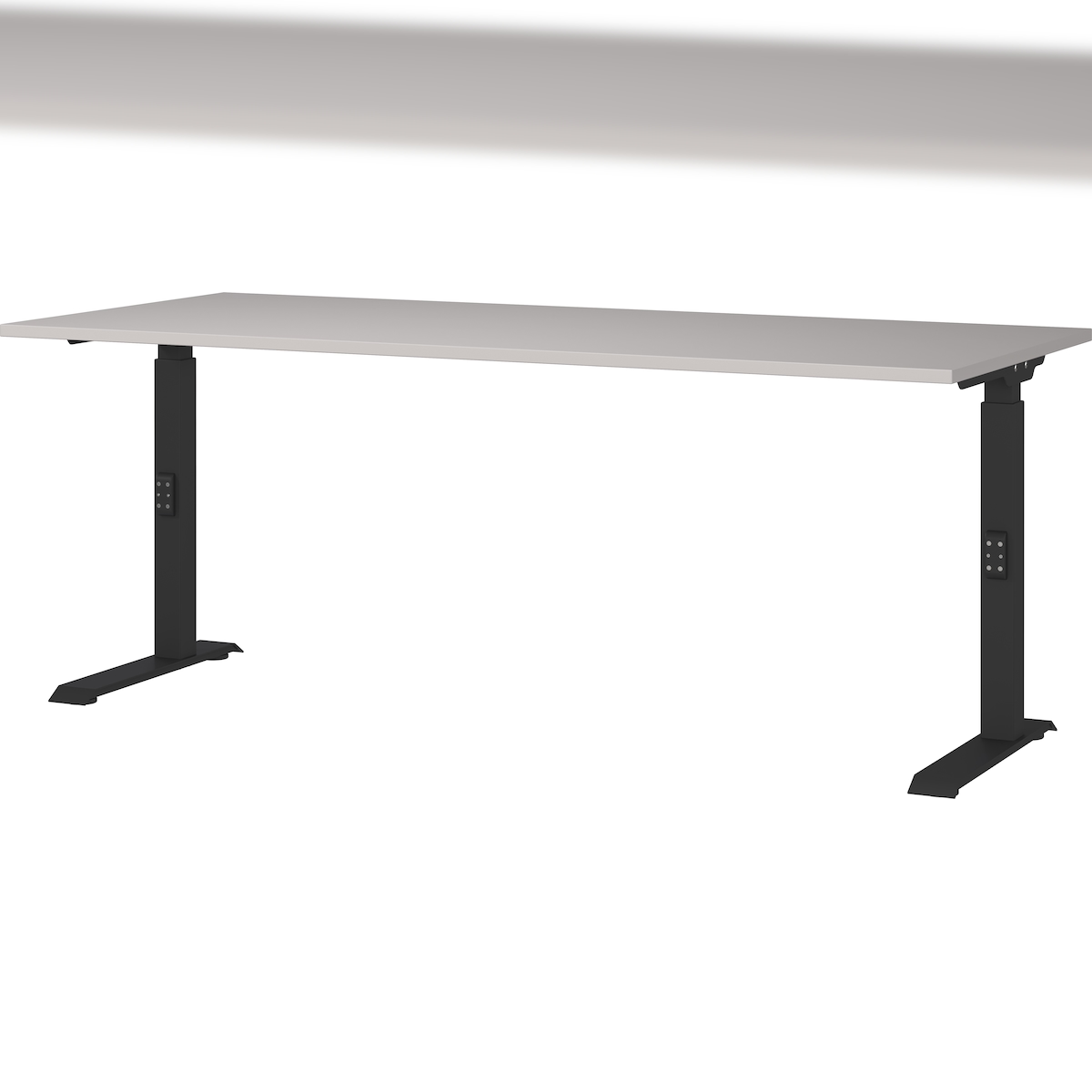 Schreibtisch höheneinstellbar 68-91 cm | Greige/Schwarz 180x80cm | C-Fuß Bürotisch Ergonomisch | Made in Germany | `Stuttgart` Kadima Design Image