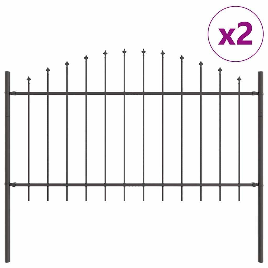 vidaXL Gartenzaun 2 pcs Grau 170 x 140 cm Pulverbeschichteter Stahl Image