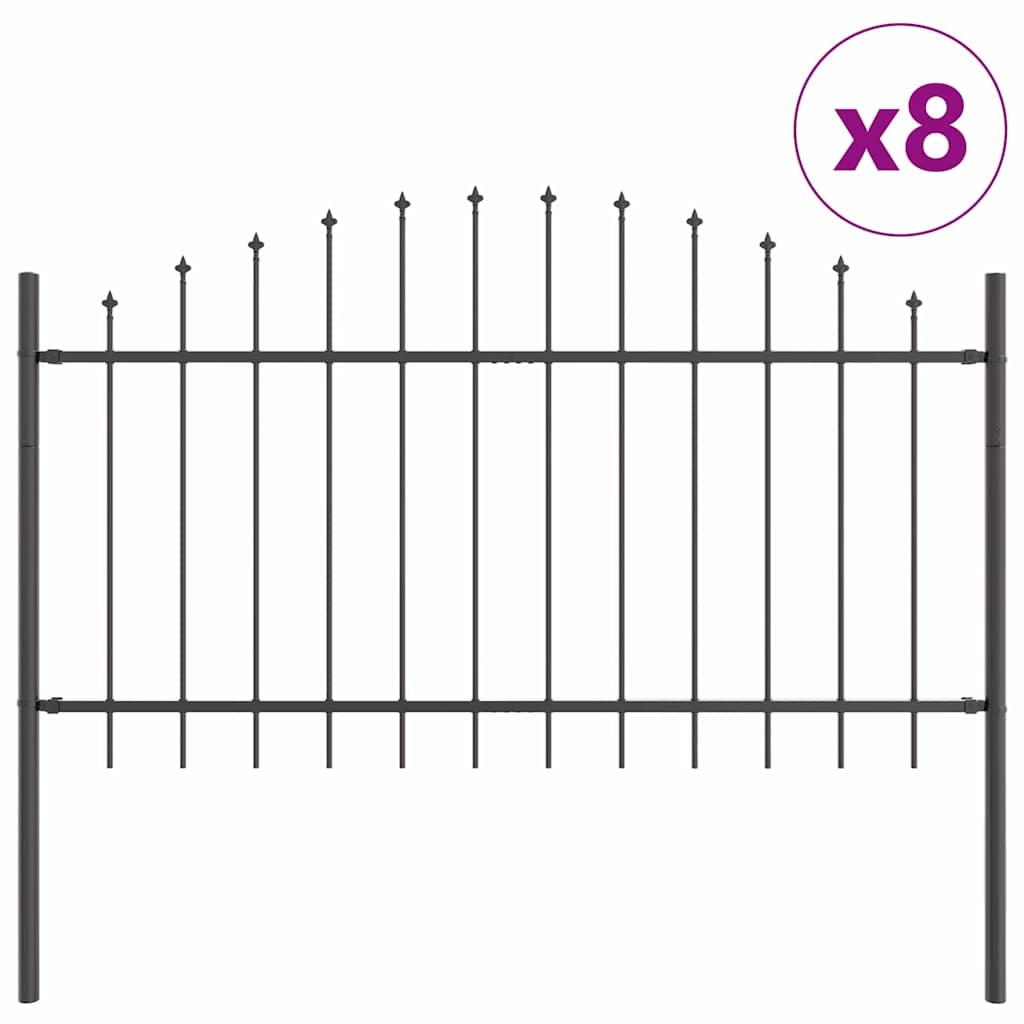 vidaXL Gartenzaun 8 pcs Grau 170 x 140 cm Pulverbeschichteter Stahl Image