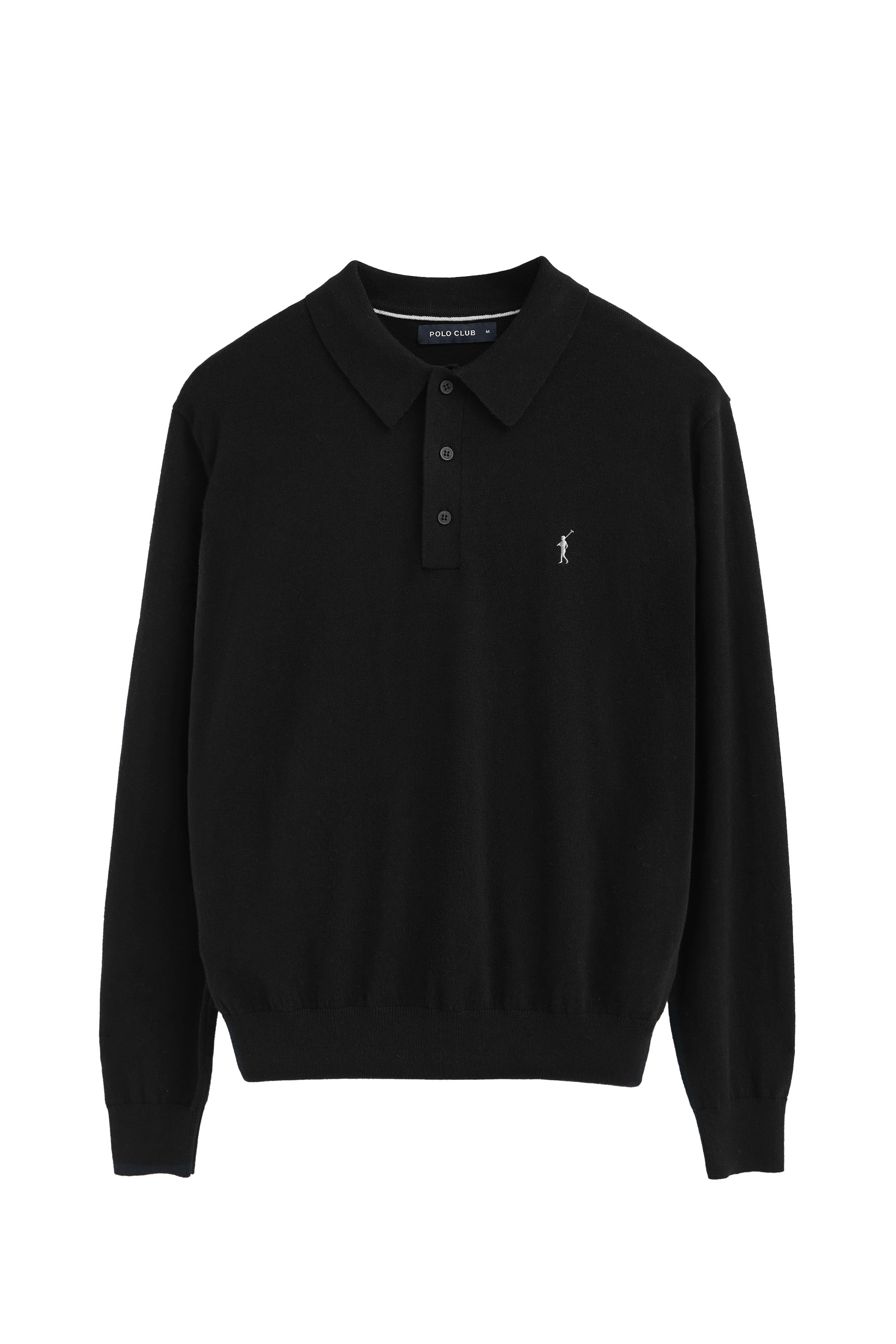 Pullover schwarz mit Polokragen aus Wollgemisch mit gesticktem Rigby Go-Logo Image