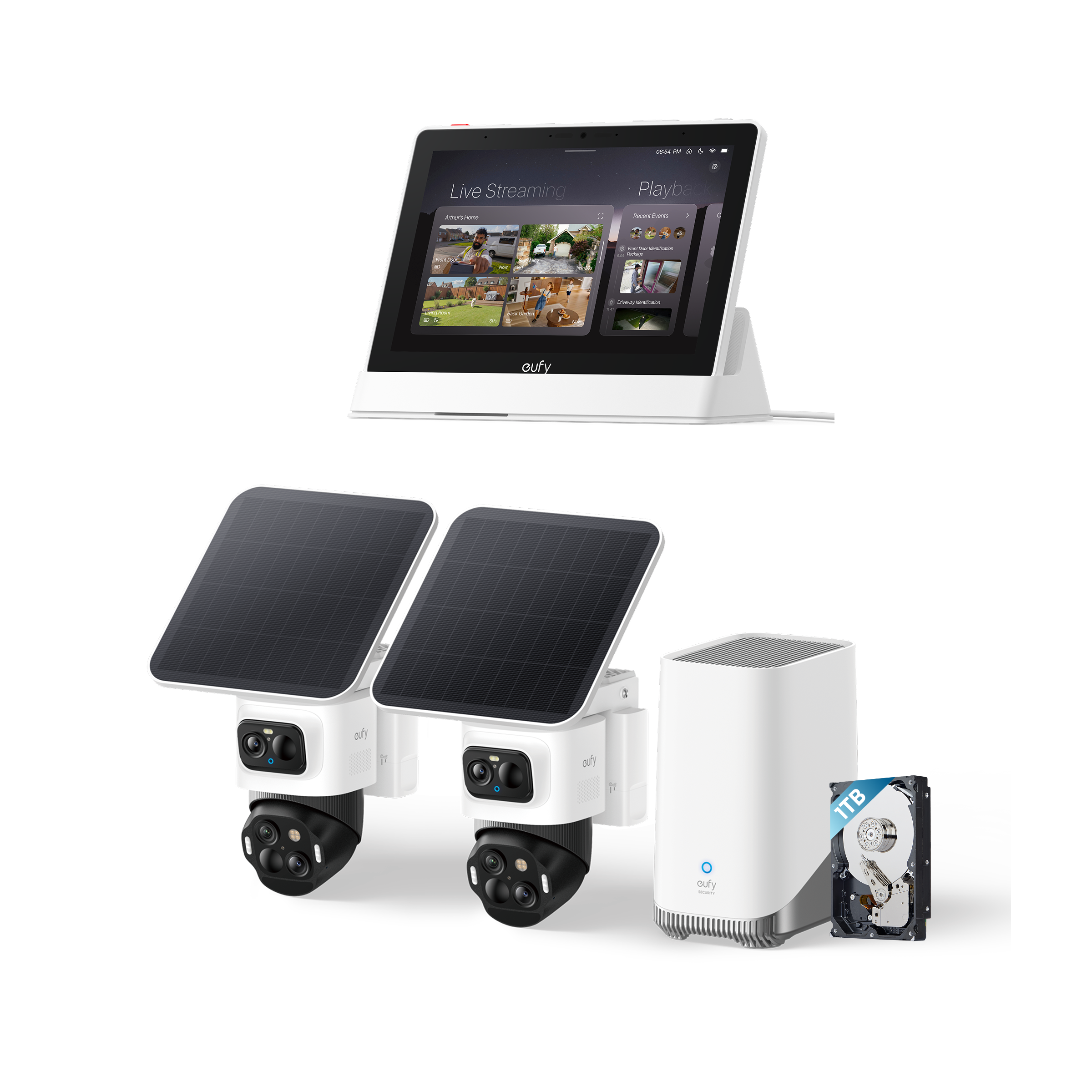 eufyCam S4 (2 pack) + Homebase 3 + Display + 1 TB Hard Drive