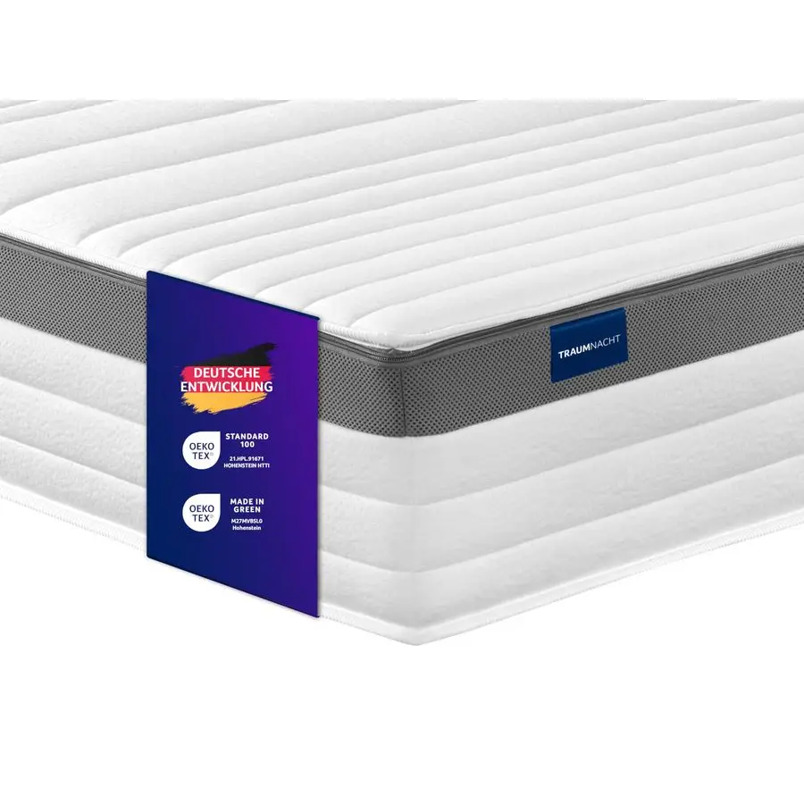 Premium 7Zone Barrel Pocket Federkernmatratze, Härte 4 H4, 100 x 200 cm, OekoTex-zertifiziert, hergestellt nach deutscher Qualität