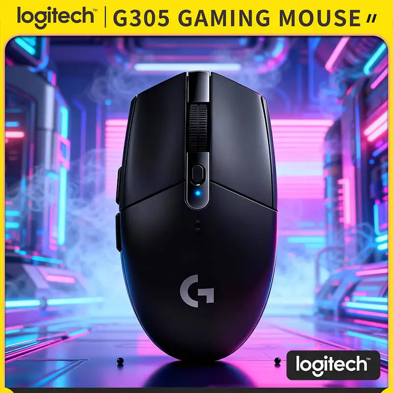 Logitech G305/G304 Kabellose Gaming-Maus, LIGHTSPEED 1ms Verzögerungsfrei, 12000 DPI HERO, 6 Programmierbare Tasten, 250 Std. Akkulaufzeit PC Mac Image