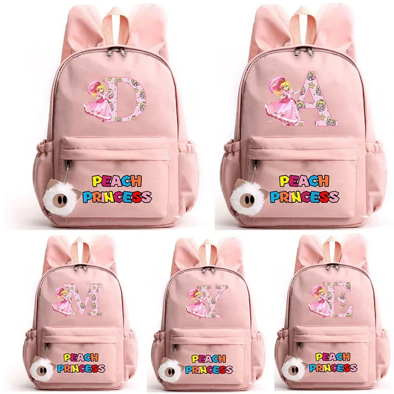 Nouveau Super Mario filles école sac à dos Kawaii pêche princesse dessin animé imprimé sac d'école enfants fournitures scolaires cadeaux d'anniversaire