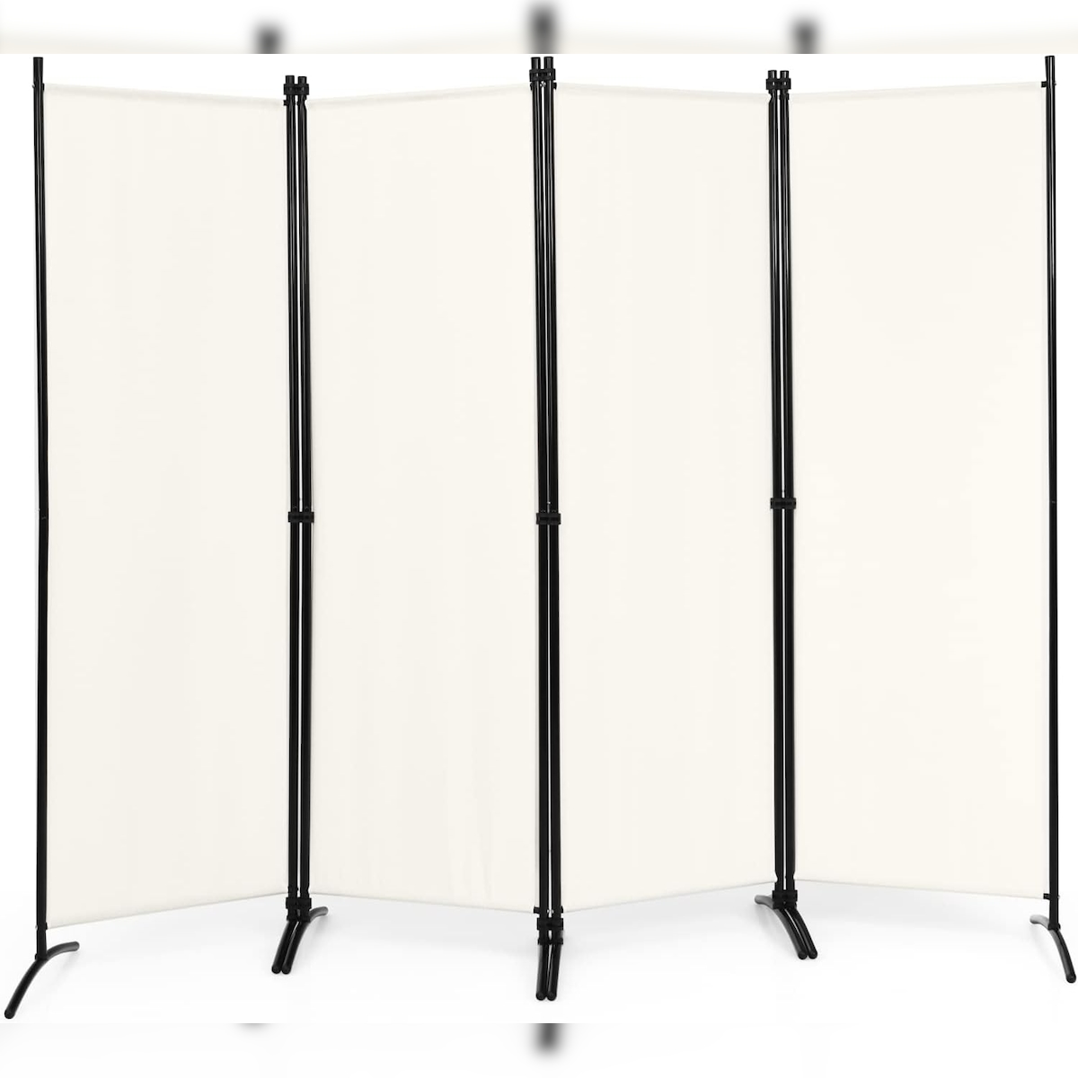 COSTWAY Raumteiler-Trennwand, 220 x 173 cm, Paravent, Sichtschutz, 4-teilig, beige Image