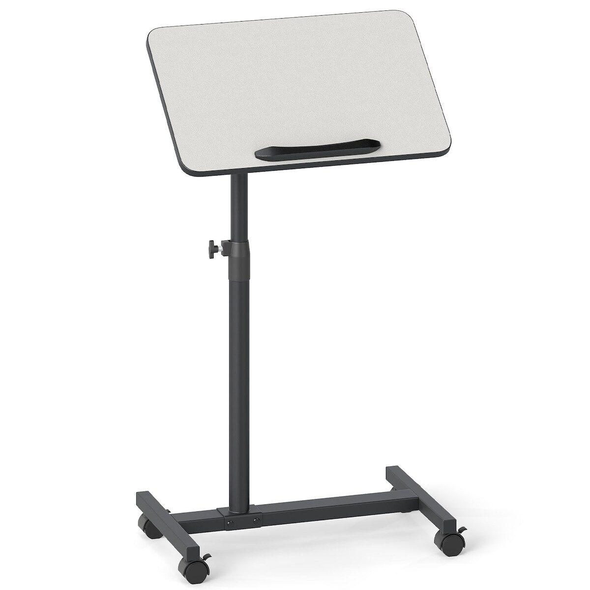 COSTWAY Nachttisch auf Rollen, höhenverstellbar, Pflegetisch mit kippbarer und um 360° drehbarer Tischplatte (grau) Image