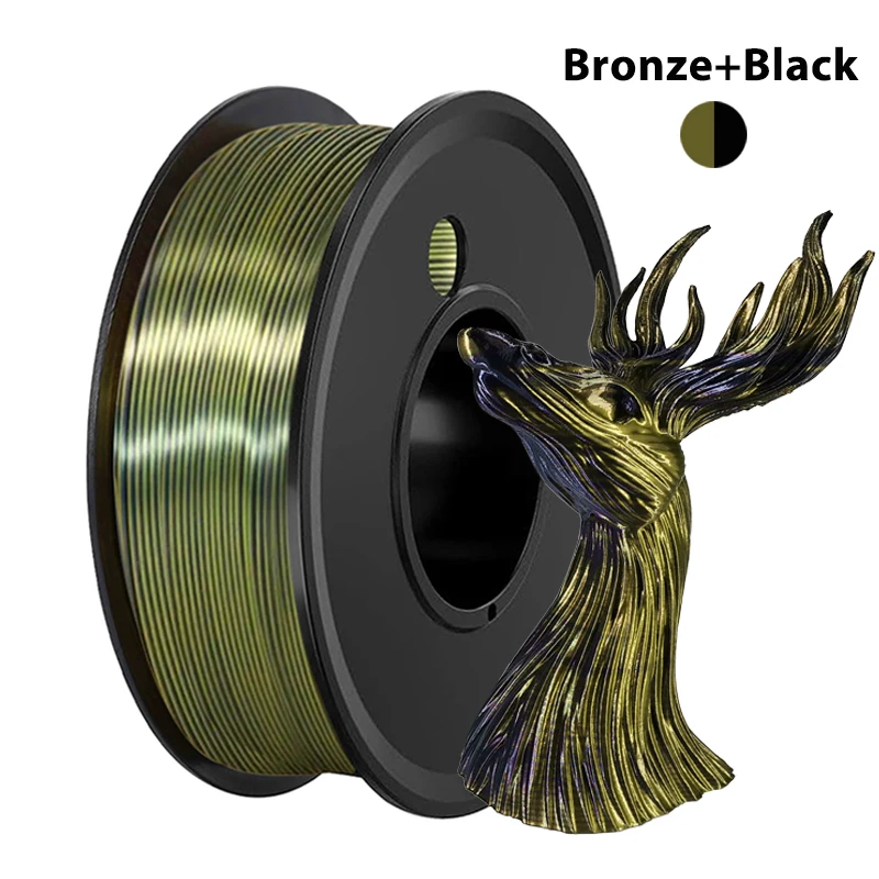 1,75 mm zweifarbiges Seidenbronzeschwarzes PLA-Filament 3D-Drucker Schwarze Bronze 3D-Druckmaterial Magie Zwei Farben 250 g 500 g 1 kg Image