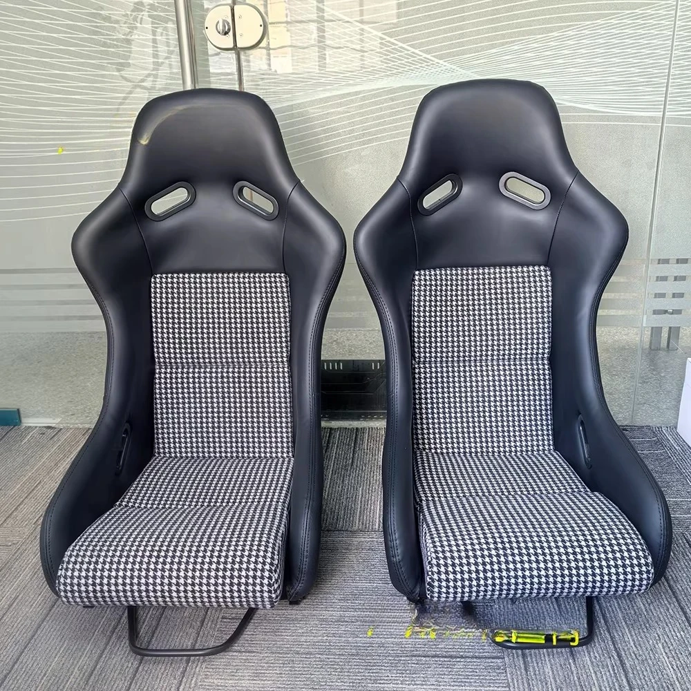 Auto Tuning Racing Sitz Eimer Stil Fiberglas Carbon Faser PVC + Hahnentritt Stoff Image