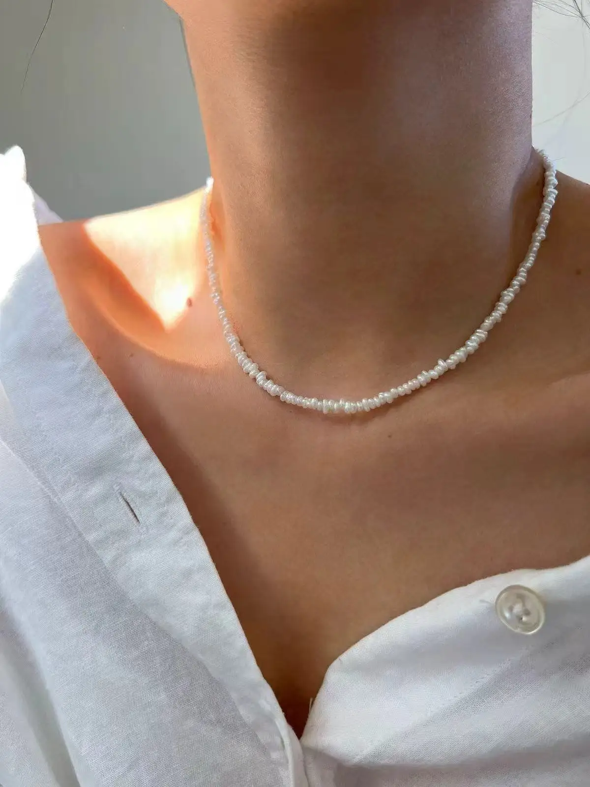 Vlen Elegante mini collana di perle d'acqua dolce per le donne Regalo di lusso Gioielli Moda Trendy Perla Girocollo Collare Regalo