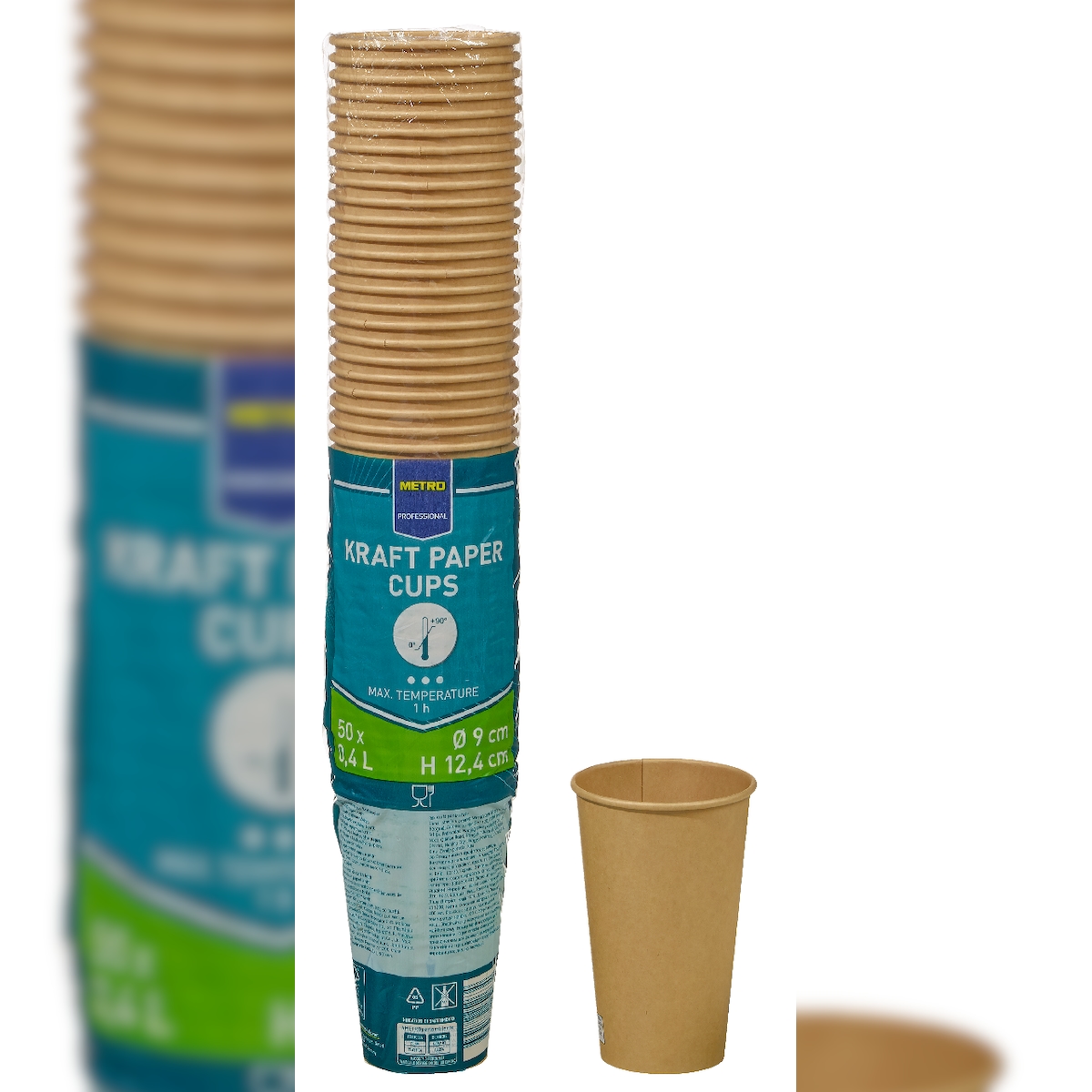 METRO PROFESSIONAL To-Go Becher, Kraftpapier, 0.4 L, Ø 8 x 12.4 cm, braun, 12 x 50 Stück Image