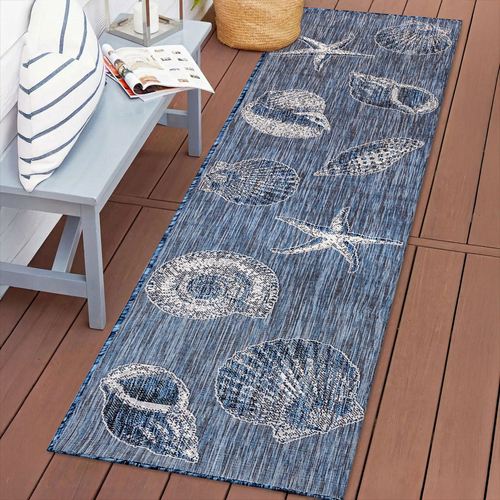Lioran Shell Rug Runner, 1'11"" x 4'11"", Navy