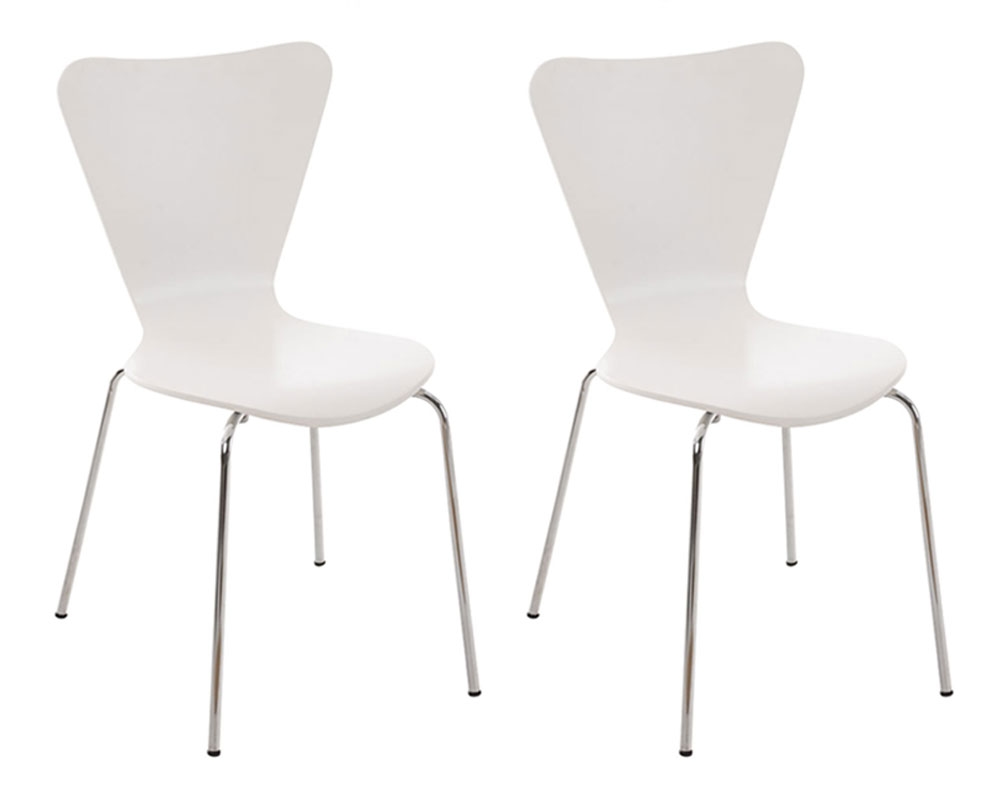 DELUKE 2er Set Besucherstuhl BERLIN - Holz Weiß 45x49x85 cm | Besucherstühle Konferenzstuhl Wartezimmerstuhl Bürostühle Bürostuhl Konferenzraum Wartezimmer Image