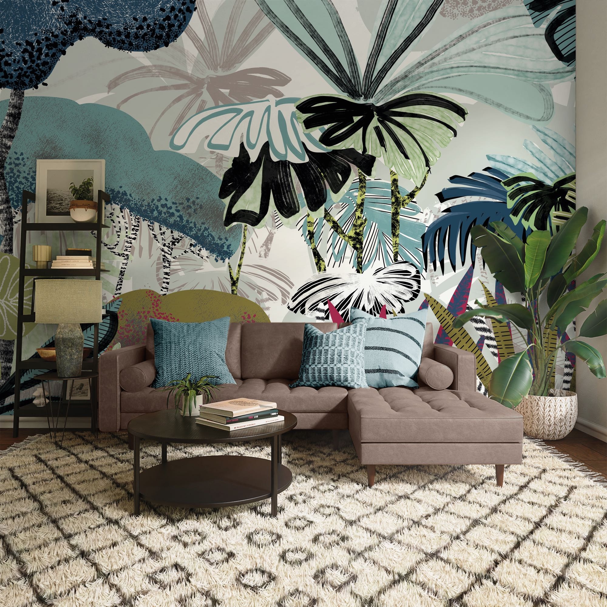 Fototapete KOMAR "Vlies Fototapete - Jolly Jungle - Größe 350 x 250 cm", blau, B:350m H:250m, Vlies, Tapeten