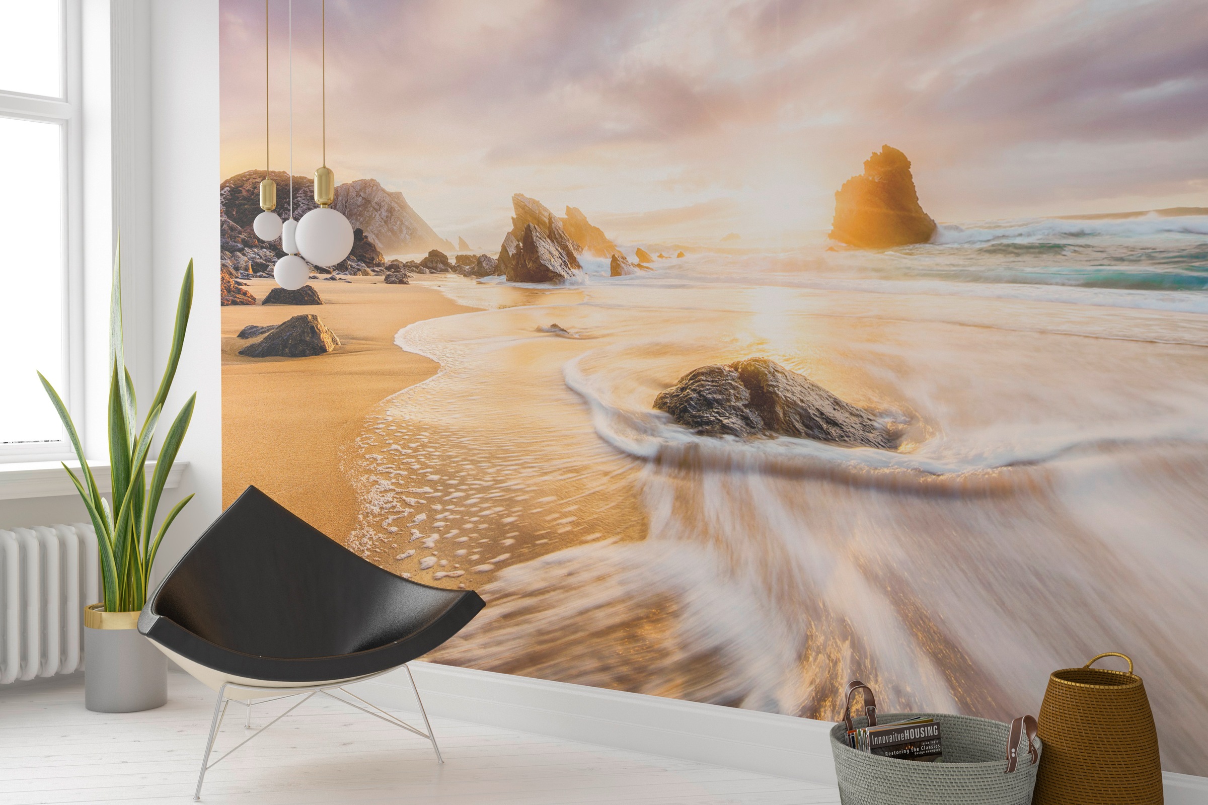 Fototapete KOMAR "Vlies Fototapete - Rising Sun - Größe 368 x 248 cm", beige,blau,braun, B:3,68m H:248m, Tapeten