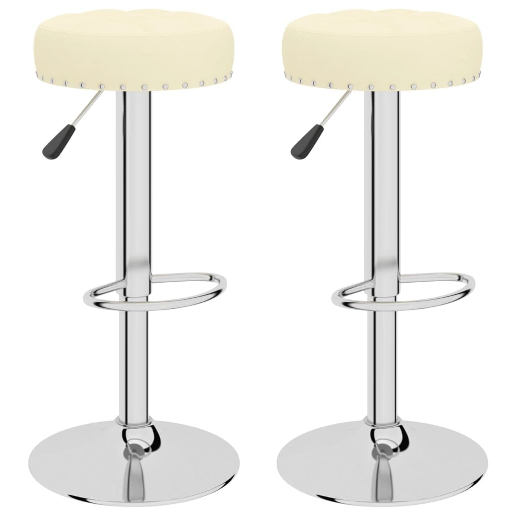 DELUKE Barhocker KENTR höhenverstellbar 2er Set Creme Stoff | Barstühle drehbar Küchenhocker Thekenhocker für Küche Hausbar Image