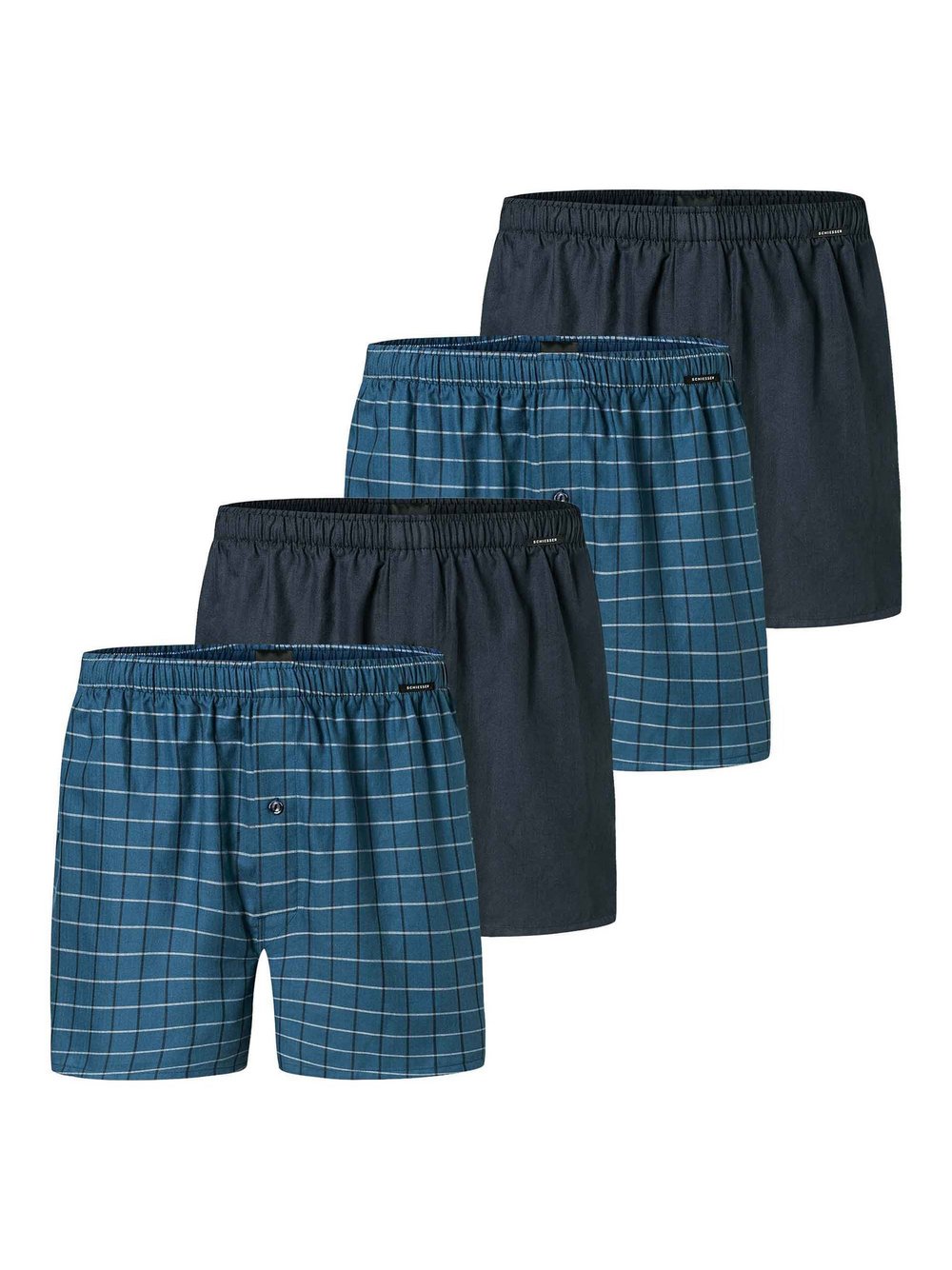 Schiesser Web-Boxershorts 4er Pack Herren blau, 4XL Image