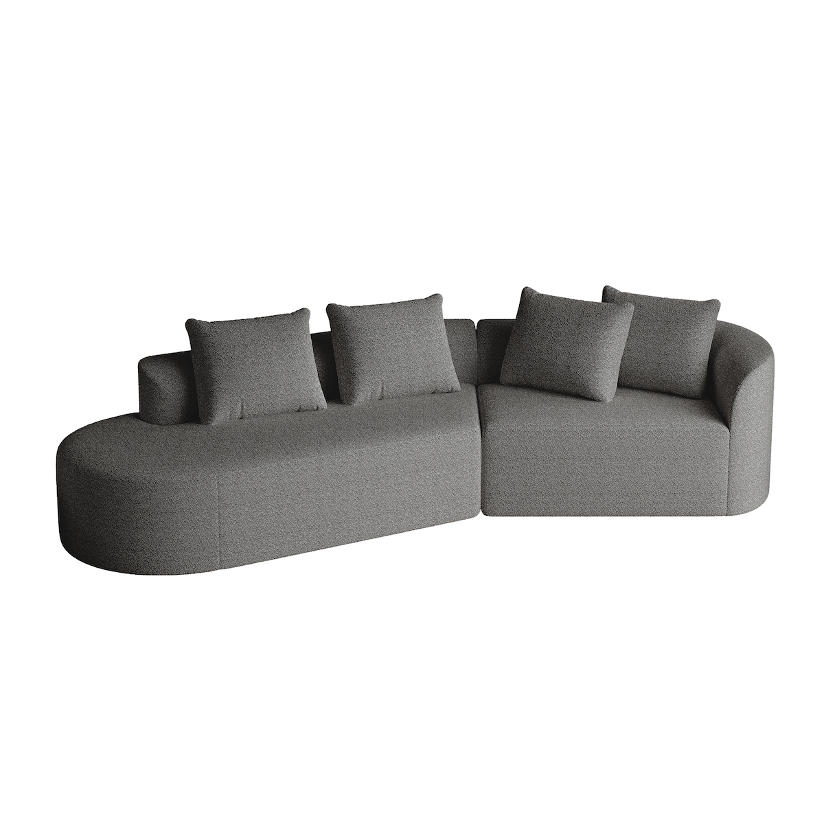 MODFU Ecksofa 4-Sitzer Chenille Dunkelgrau 294x91x61 cm mit geschwungener Rückenlehne und luxuriöser Polsterung Image