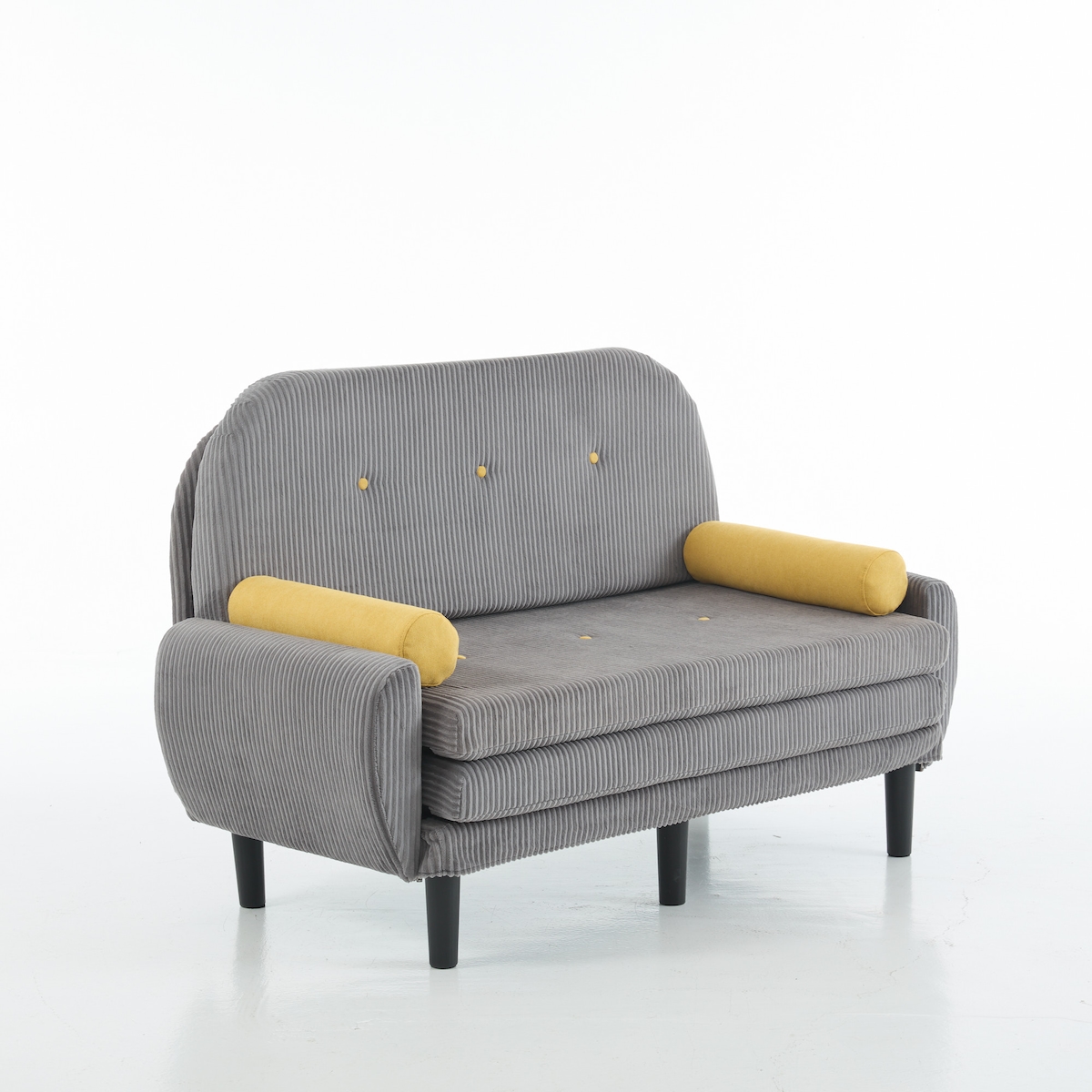 OKWISH Multiform-Loveseat-Sofa 133x77x85 Lounge-Sessel Daybed Verstellbare Rückenlehne Stauraum Cord Polster Komfort Wohnzimmer Grau Image