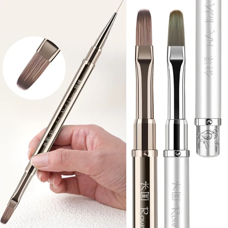 1/6PCS Doppel Kopf Metall Griff Nagel Pinsel Liner Pinsel Malerei Stift Gel Pinsel Kristall Nail art Maniküre